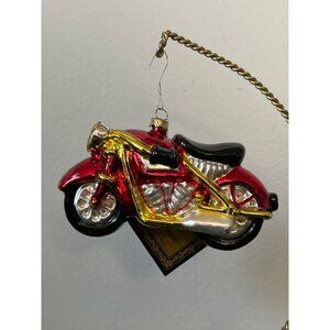 NWT VTG 2002 Elena Belgrado Blown Glass Motorcycle Christmas Ornament Whimsical